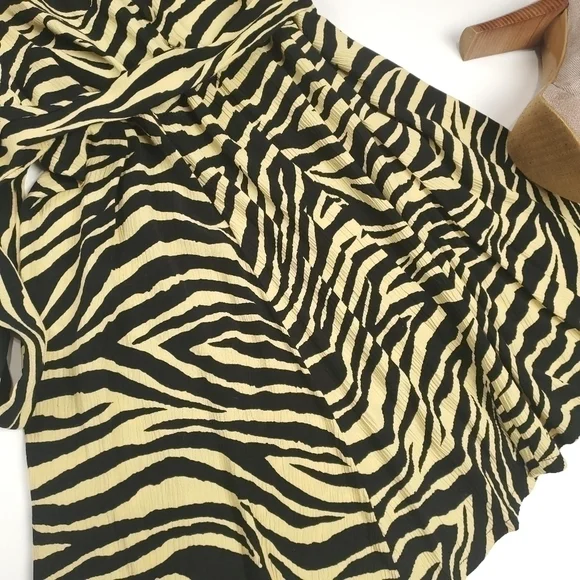 Faithfull the Brand Black & Cream Zebra Print Dress Size 6 Medium - Picture 5 of 12